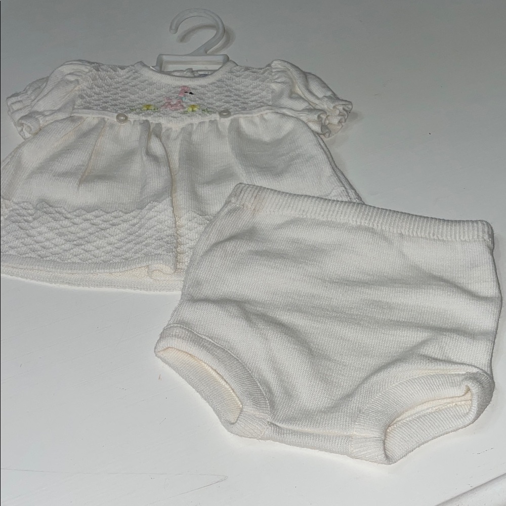 Vintage Friemanit dress and bloomer set pink poodle 3-6 months
